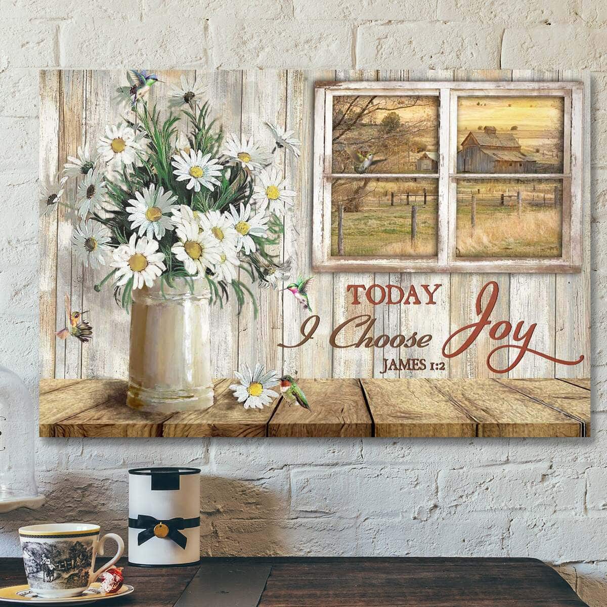Bible Verse Daisy Vase Today I Choose Joy Canvas Wall Art Bible Verse Daisy Vase Today I Choose Joy Canvas Wall Art
