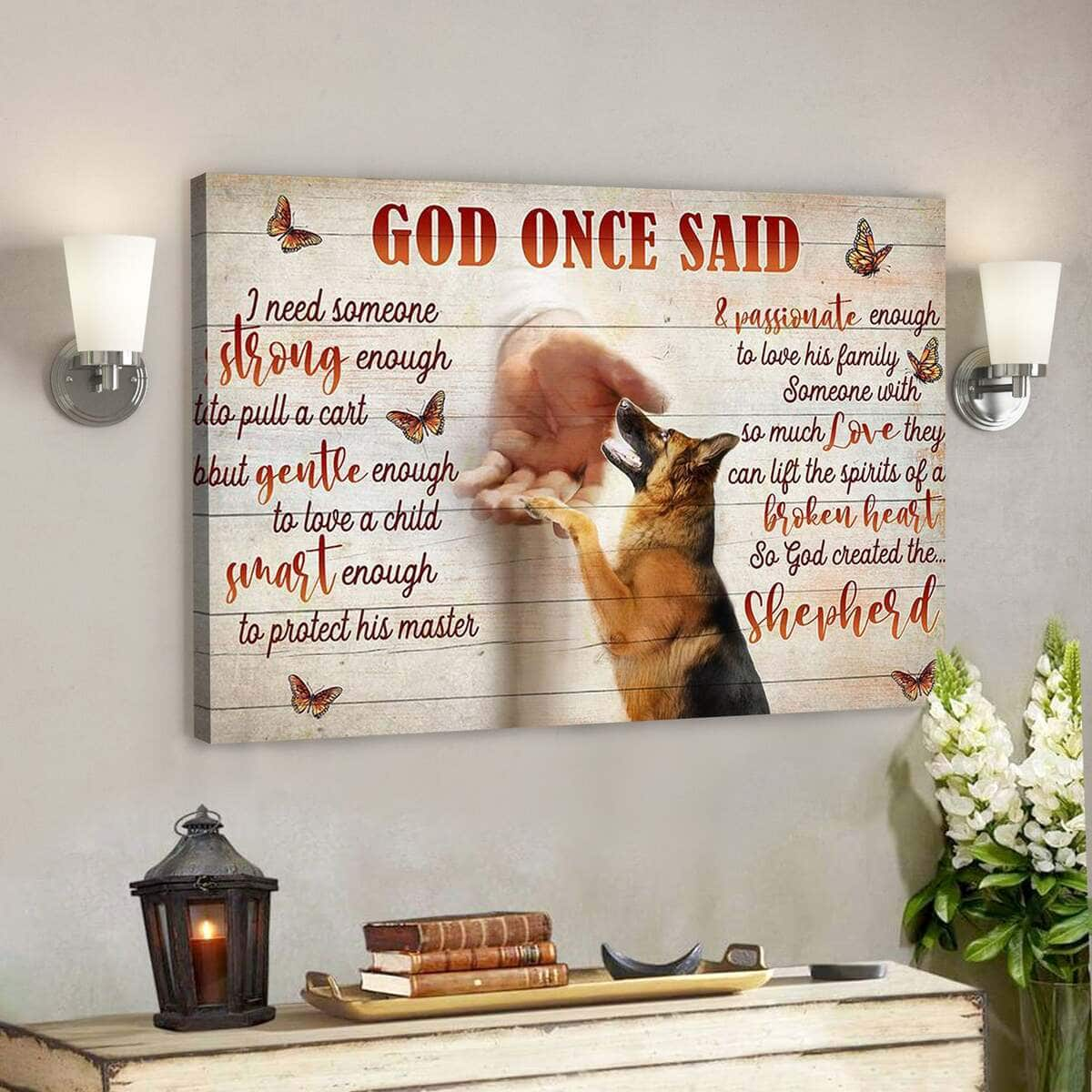 Bible Verse God Created The Shepherd German Take My Hand Jesus Canvas Wall Art