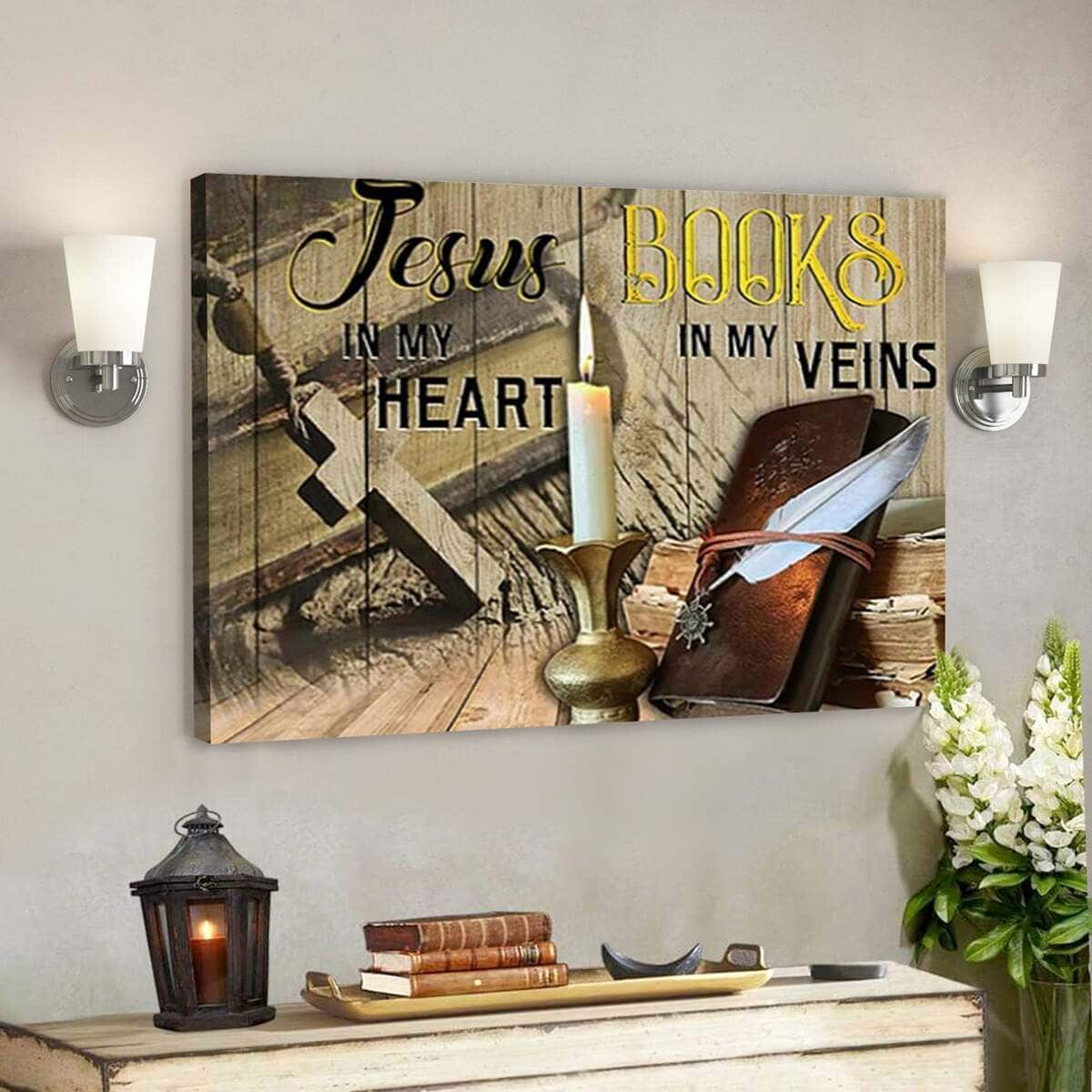 Bible Verse Jesus In My Heart Books In My Vein Prayer Scripture Canvas Wall Art