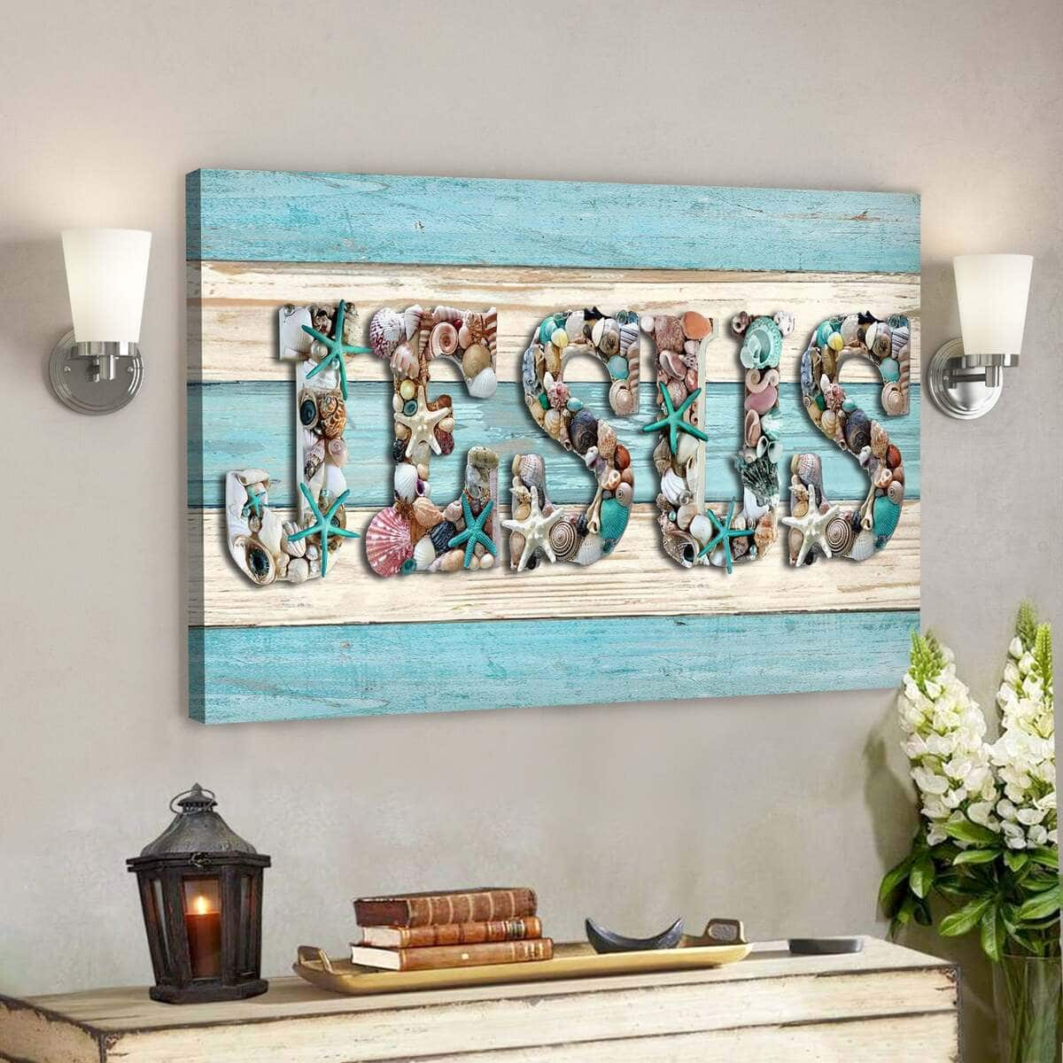 Bible Verse Seashell Jesus Landscape Scripture Canvas Wall Art