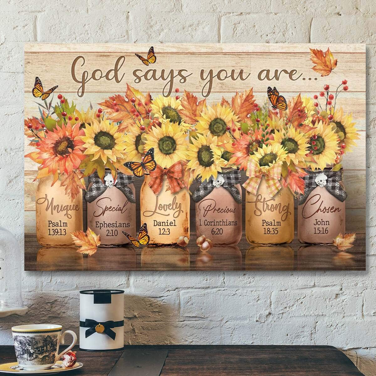 Bible Verse Autumn Sunflower God Says You Are Scripture Canvas Wall Art Bible Verse Autumn Sunflower God Says You Are Scripture Canvas Wall Art