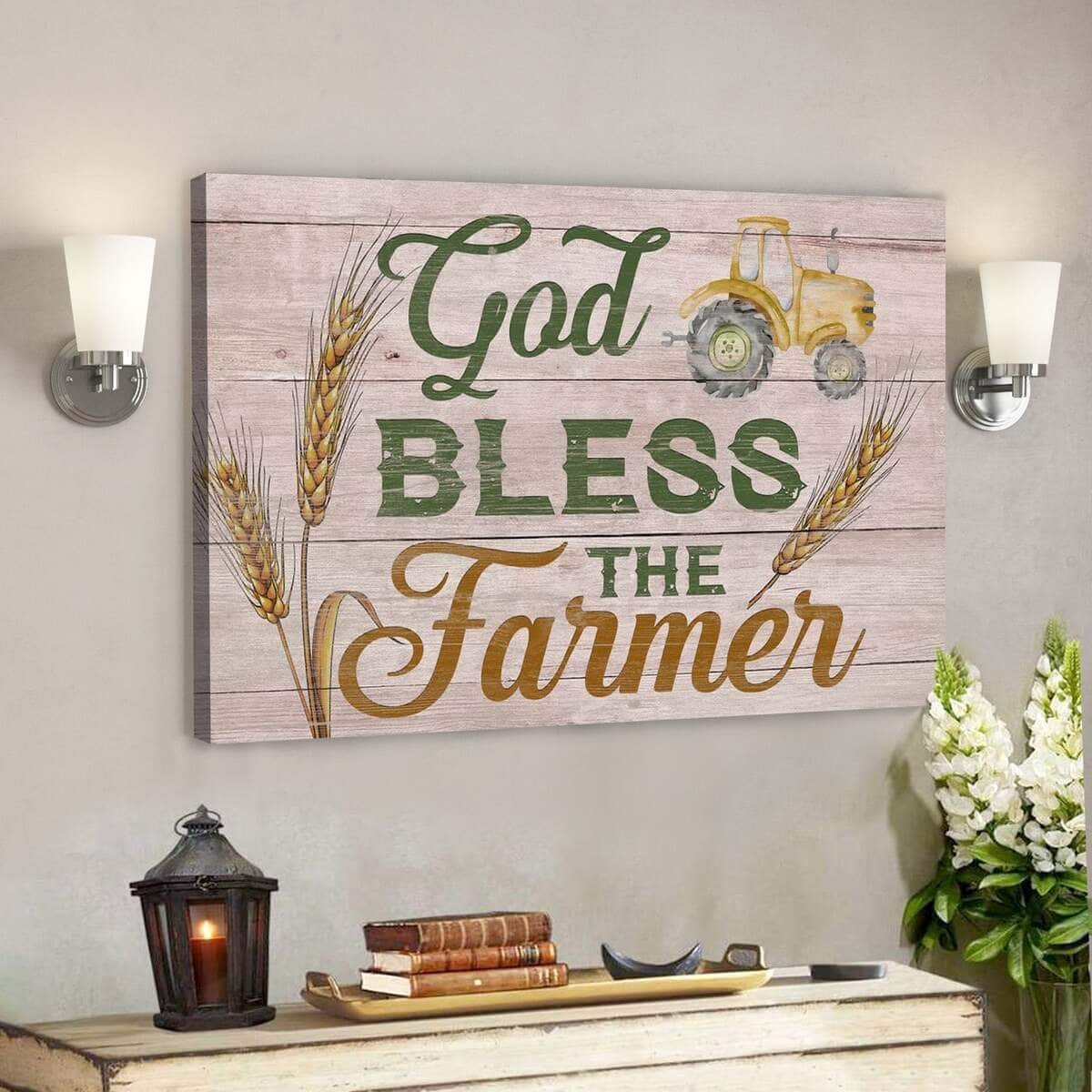 Bible Verse God Bless The Farmer Scripture Canvas Wall Art