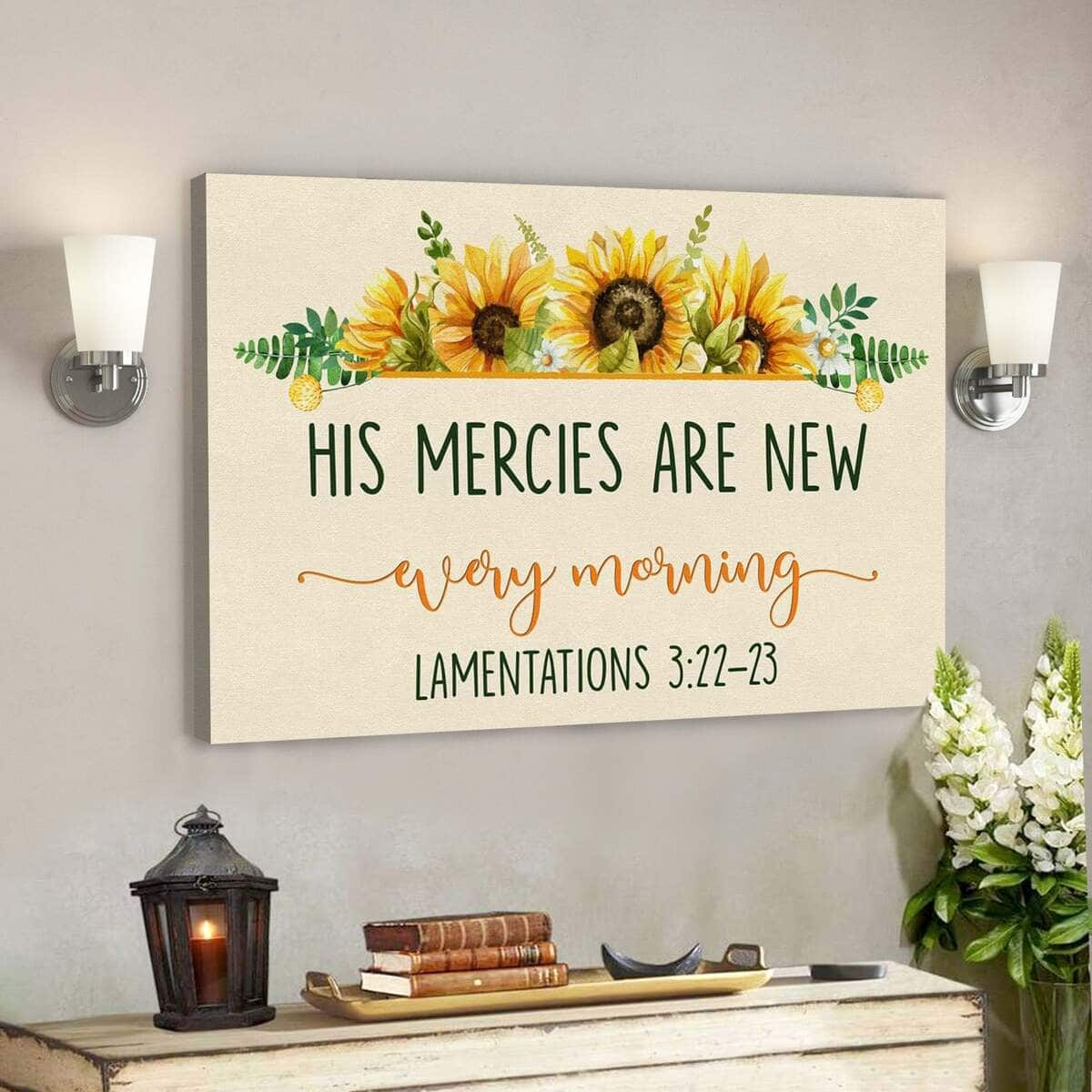 Bible Verse His Mercies Are New Every Morning Lamentations 3:22-23 Scripture Canvas Wall Art