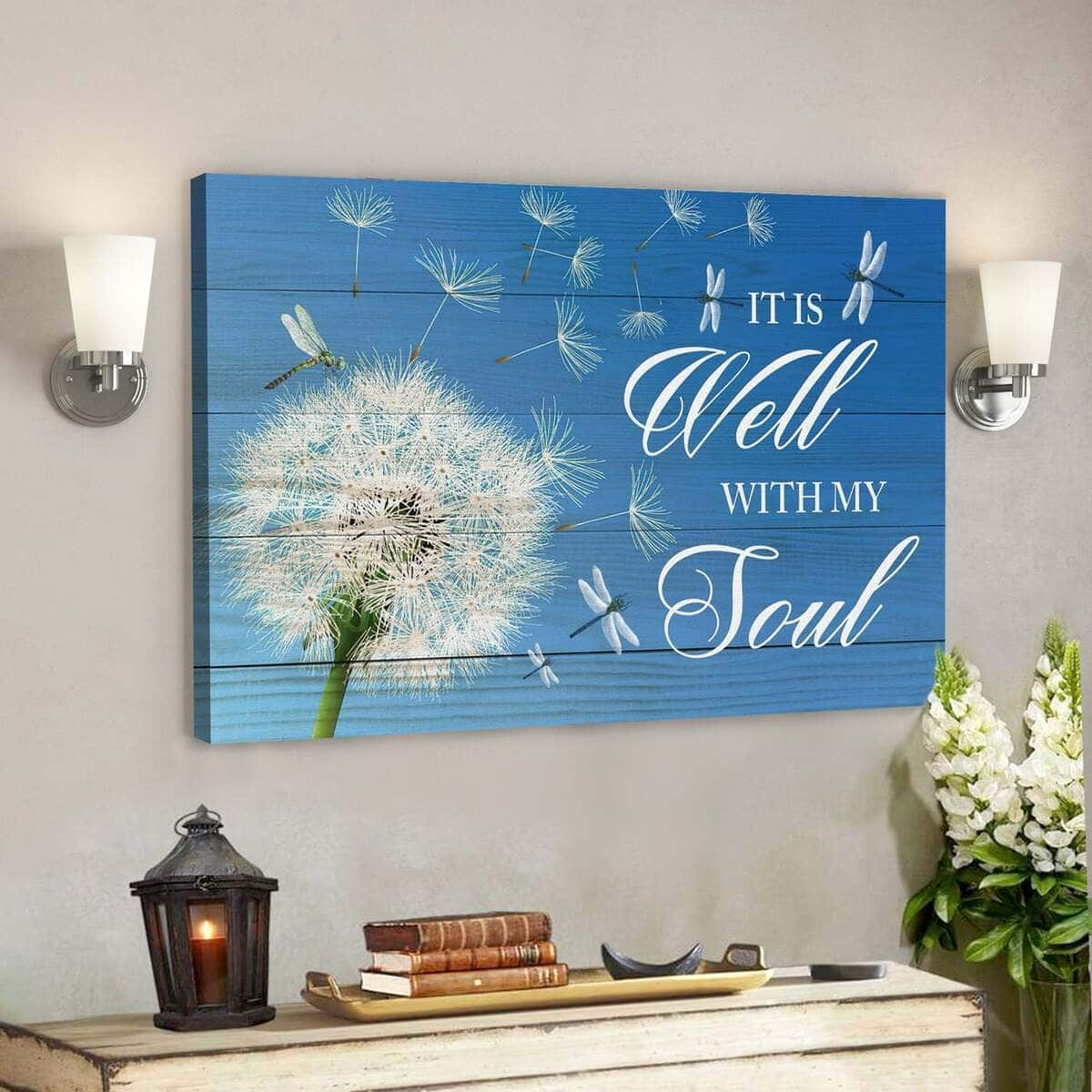 Bible Verse Dandelion It Is Well With My Soul Christian Scripture Canvas Wall Art