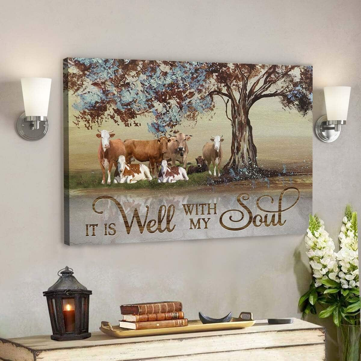 Bible Verse It Is Well With My Soul Farmhouse Style Scripture Canvas Wall Art