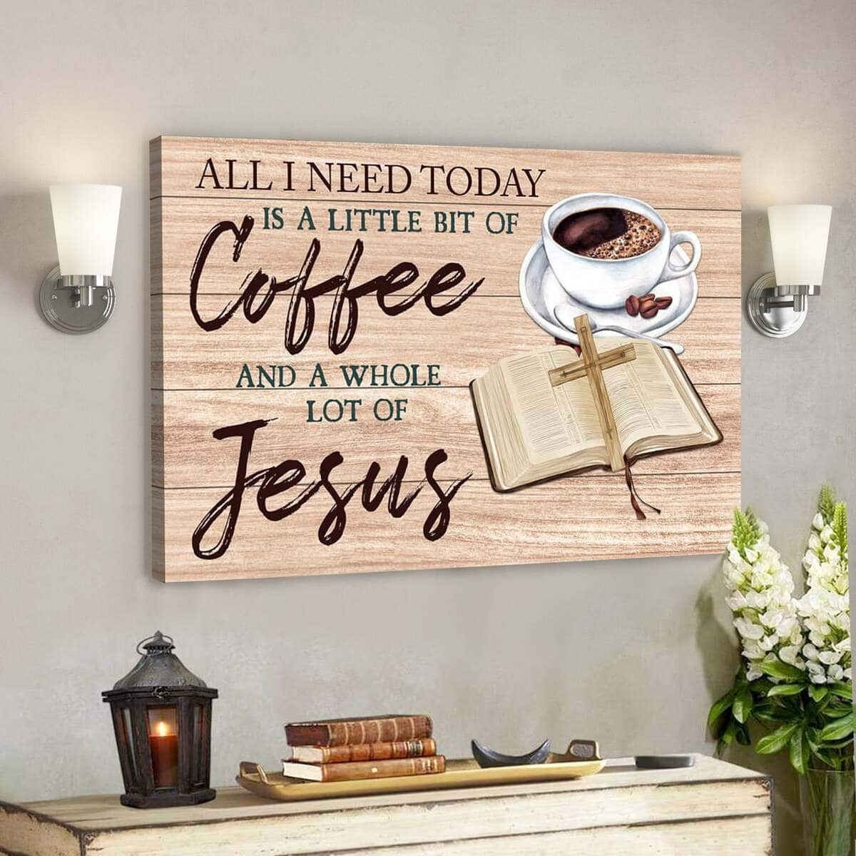 Christian Bible Verse Jesus And Coffee Scripture Cross Canvas Wall Art