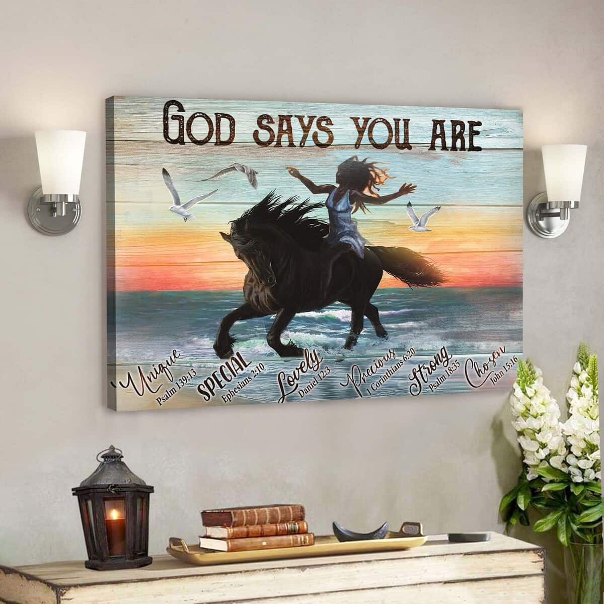 Girl Riding Horse God Says You Are Bible Verse Scripture Canvas Wall Art Girl Riding Horse God Says You Are Bible Verse Scripture Canvas Wall Art