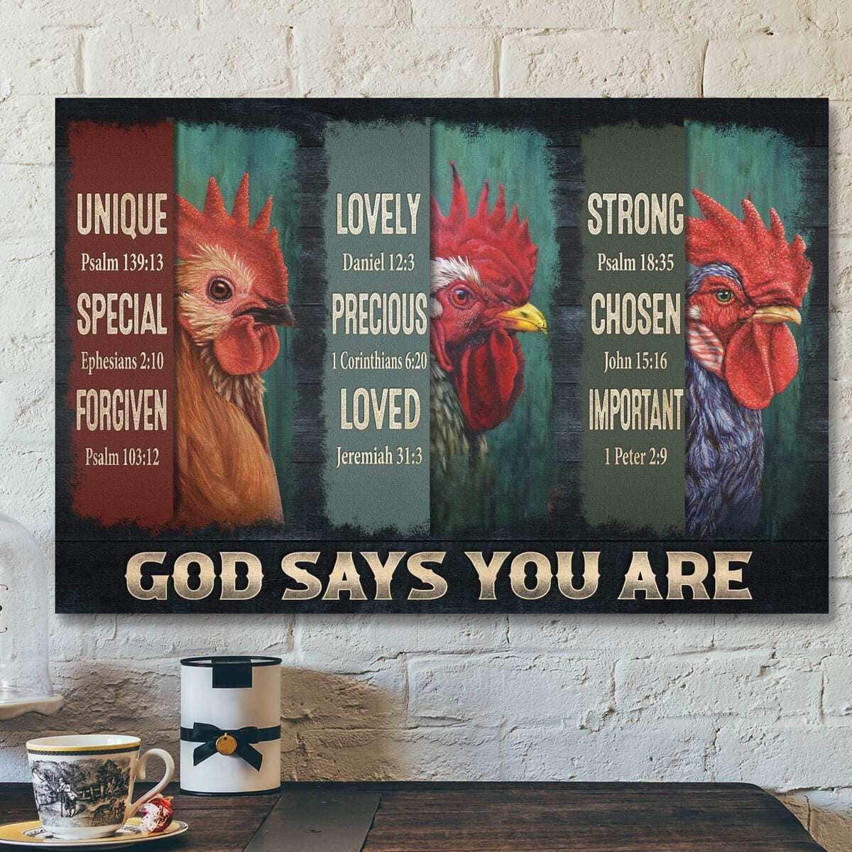 Amazing Chicken God Says You Are Bible Verse Scripture Canvas Wall Art Amazing Chicken God Says You Are Bible Verse Scripture Canvas Wall Art