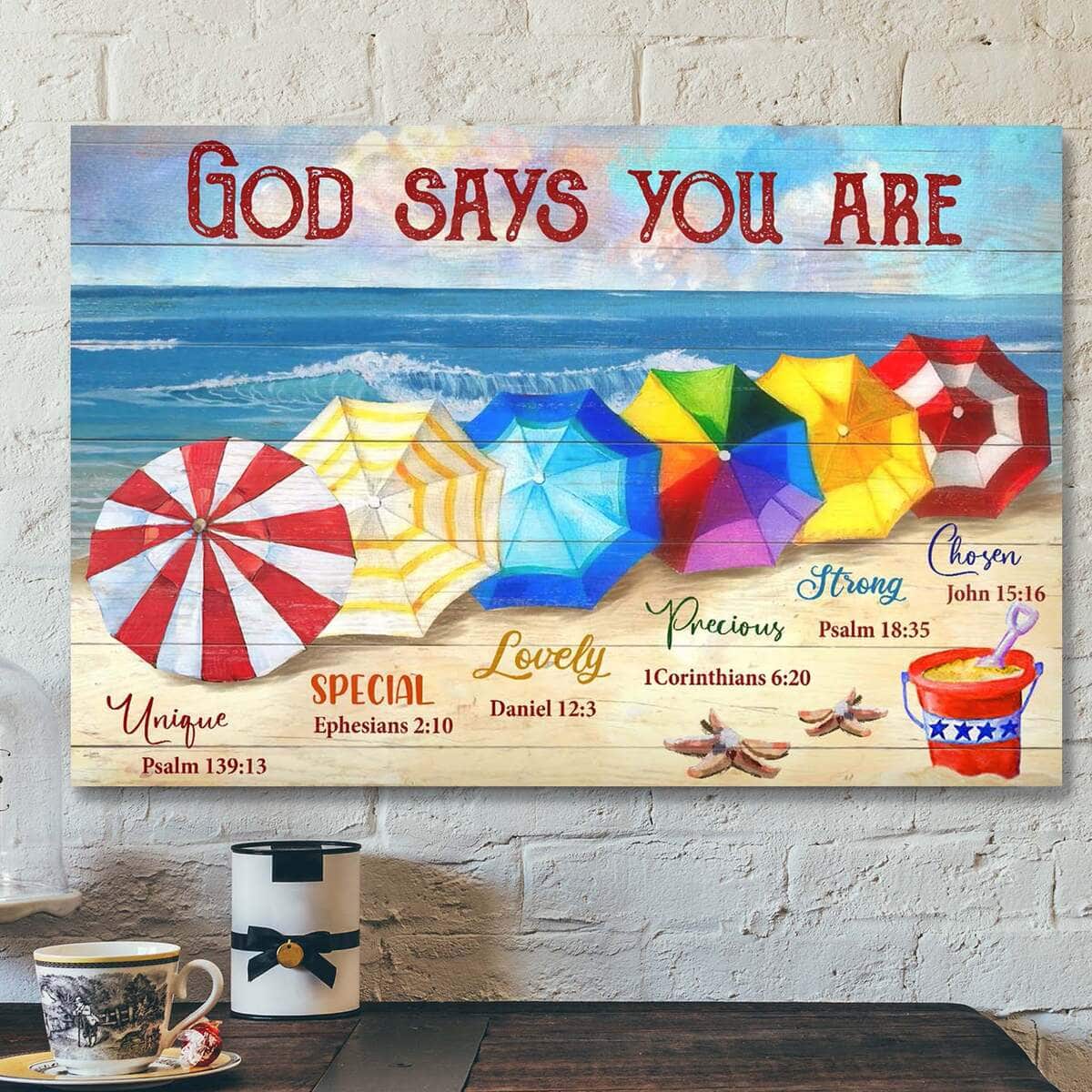 Colorful Umbrella God Says You Are Bible Verse Scripture Canvas Wall Art Colorful Umbrella God Says You Are Bible Verse Scripture Canvas Wall Art