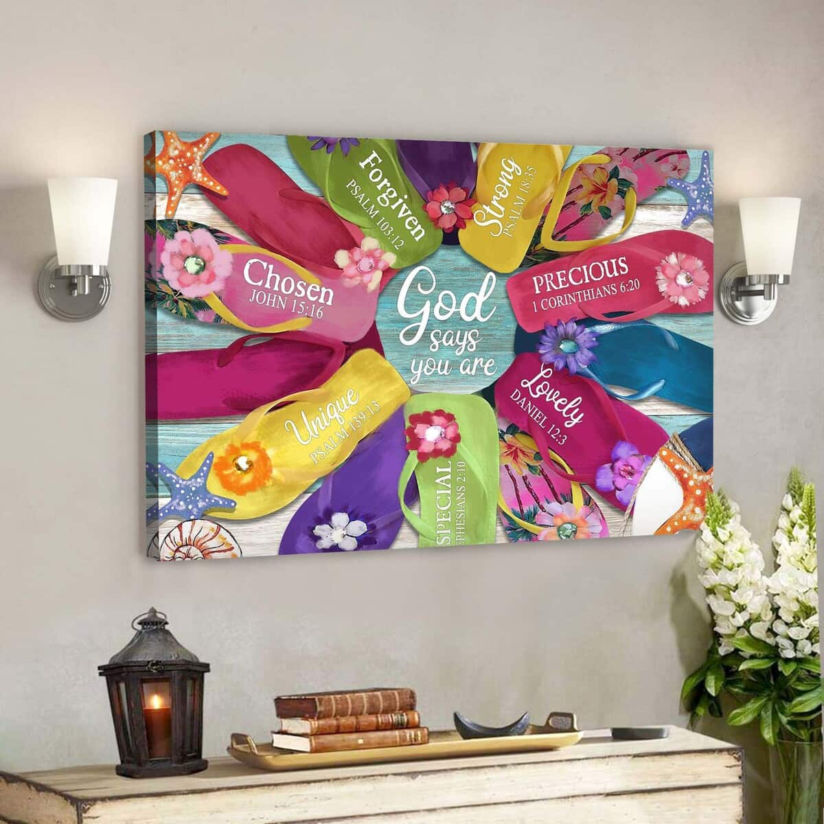 Colorful Summer God Says You Are Bible Verse Scripture Canvas Wall Art