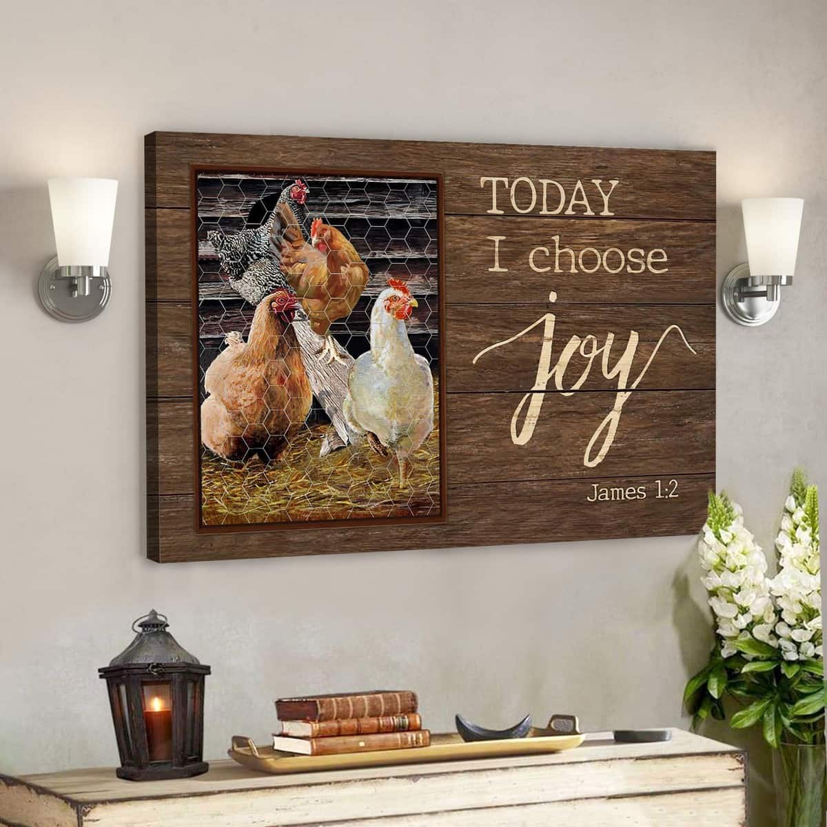 Chicken Family Today I Choose Joy Bible Verse Scripture Canvas Wall Art Chicken Family Today I Choose Joy Bible Verse Scripture Canvas Wall Art
