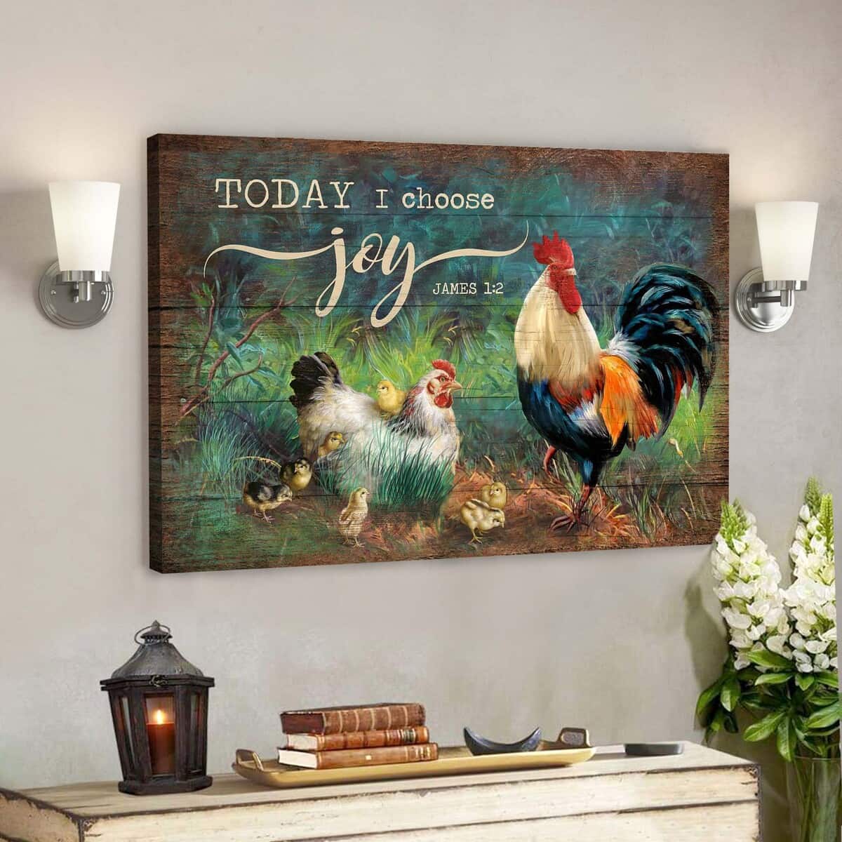 Adorable Chicken Family Today I Choose Joy Bible Verse Scripture Canvas Wall Art Adorable Chicken Family Today I Choose Joy Bible Verse Scripture Canvas Wall Art