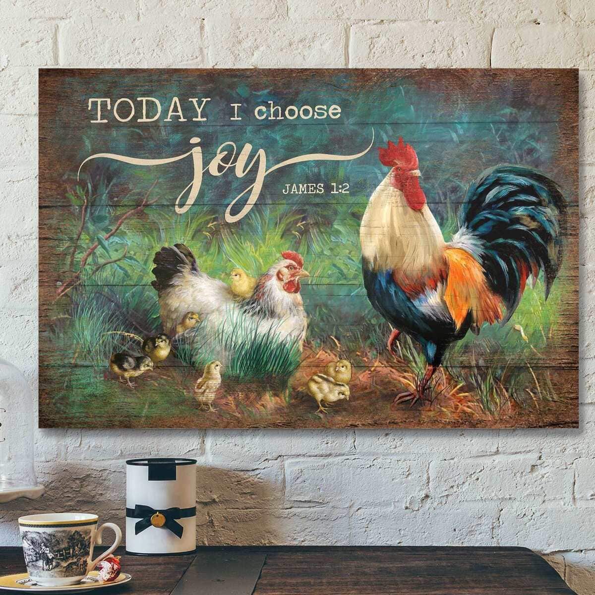 Adorable Chicken Family Today I Choose Joy Bible Verse Scripture Canvas Wall Art Adorable Chicken Family Today I Choose Joy Bible Verse Scripture Canvas Wall Art