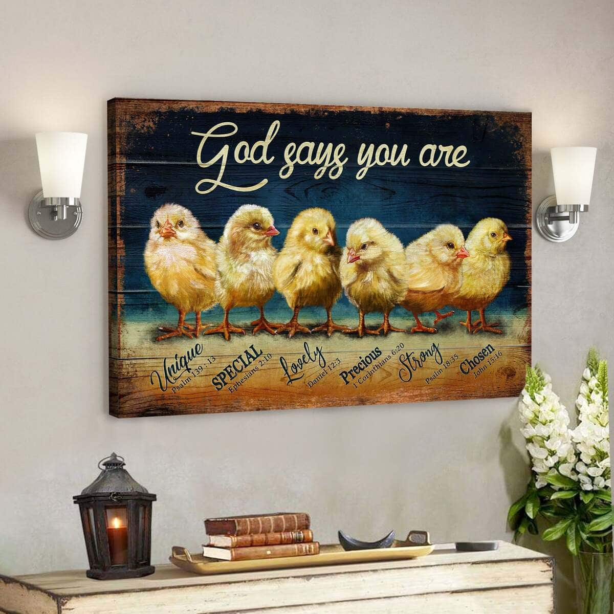 Chicks God Says You Are Bible Verse Scripture Canvas Wall Art