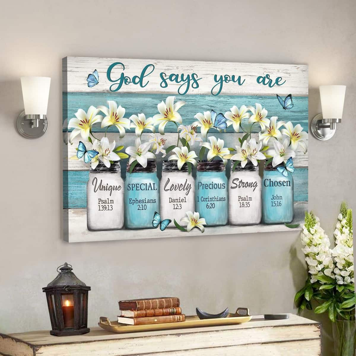 Lily Flower God Says You Are Bible Verse Scripture Canvas Wall Art