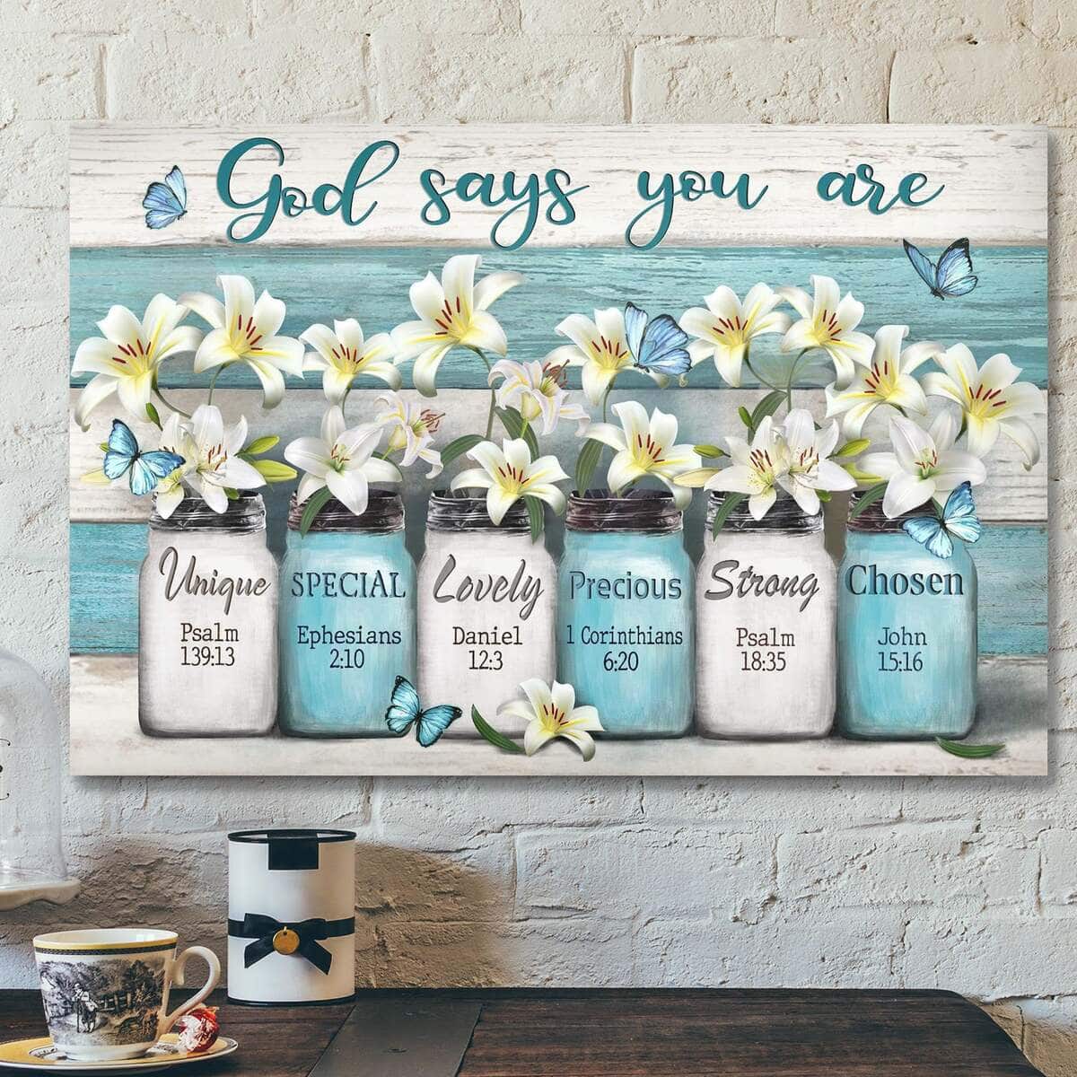 Lily Flower God Says You Are Bible Verse Scripture Canvas Wall Art Lily Flower God Says You Are Bible Verse Scripture Canvas Wall Art