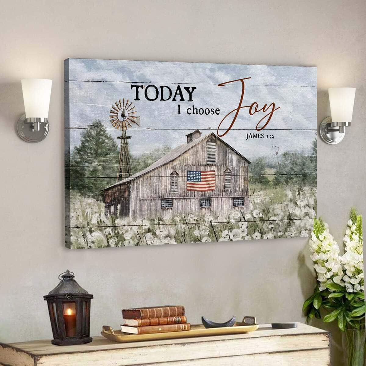 Dandelion Farm With Us Flag Today I Choose Joy Bible Verse Scripture Canvas Wall Art Dandelion Farm With Us Flag Today I Choose Joy Bible Verse Scripture Canvas Wall Art