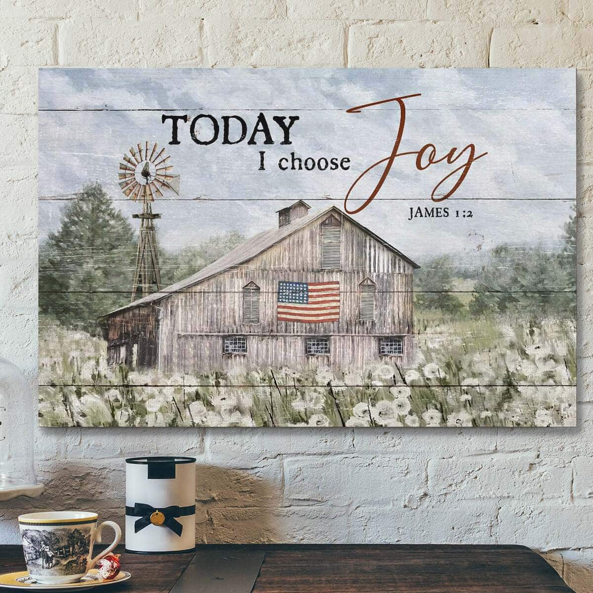 Dandelion Farm With Us Flag Today I Choose Joy Bible Verse Scripture Canvas Wall Art Dandelion Farm With Us Flag Today I Choose Joy Bible Verse Scripture Canvas Wall Art