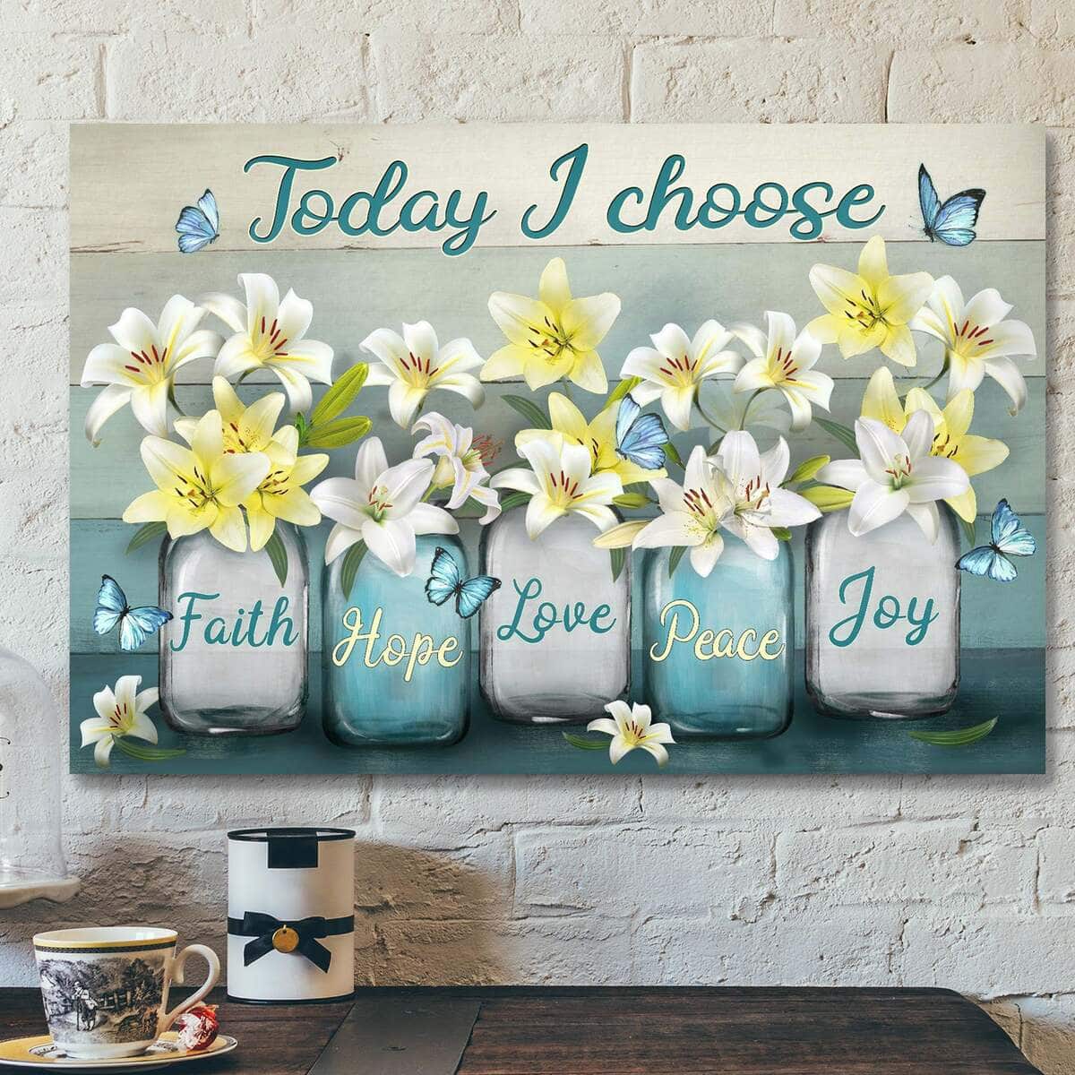 Lily In Jar Today I Choose Joy Bible Verse Scripture Canvas Wall Art Lily In Jar Today I Choose Joy Bible Verse Scripture Canvas Wall Art