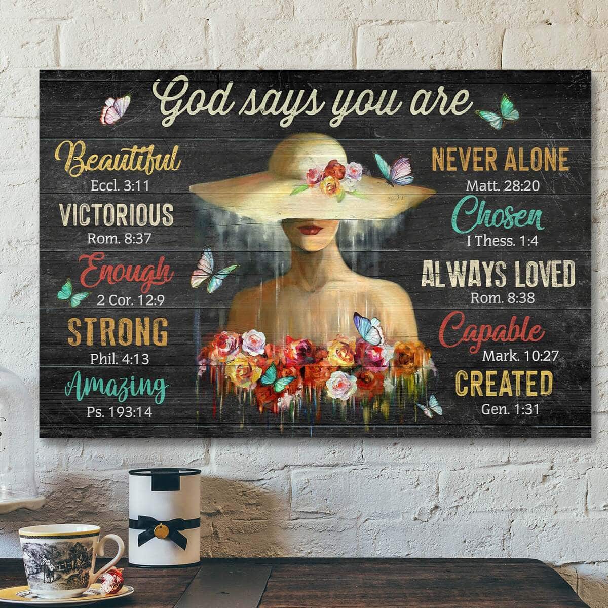 Bible Verse Flower Girl God Says You Are Scripture Canvas Wall Art Bible Verse Flower Girl God Says You Are Scripture Canvas Wall Art