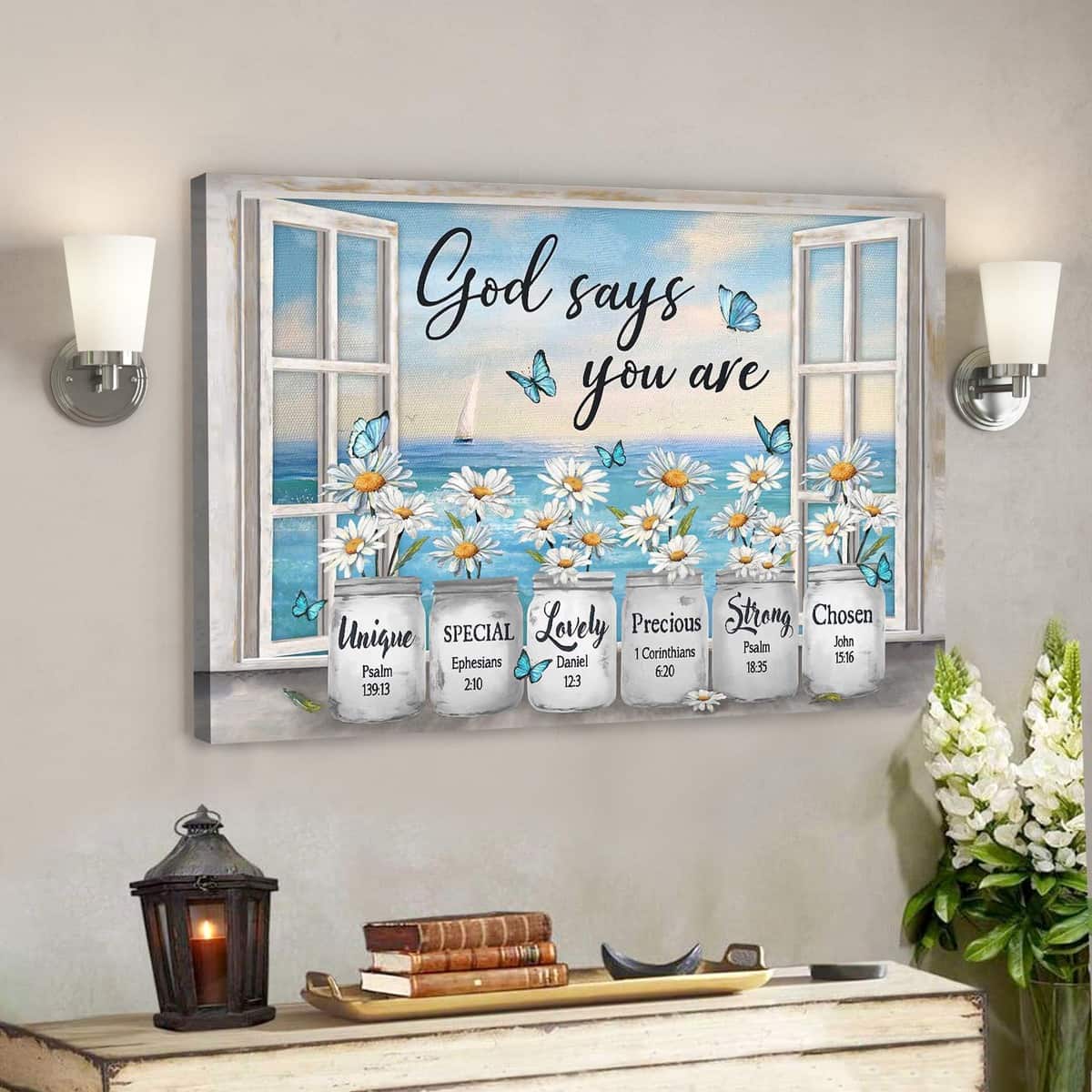 Bible Verse Daisy Flower By The Window God Says You Are Canvas Wall Art Bible Verse Daisy Flower By The Window God Says You Are Canvas Wall Art