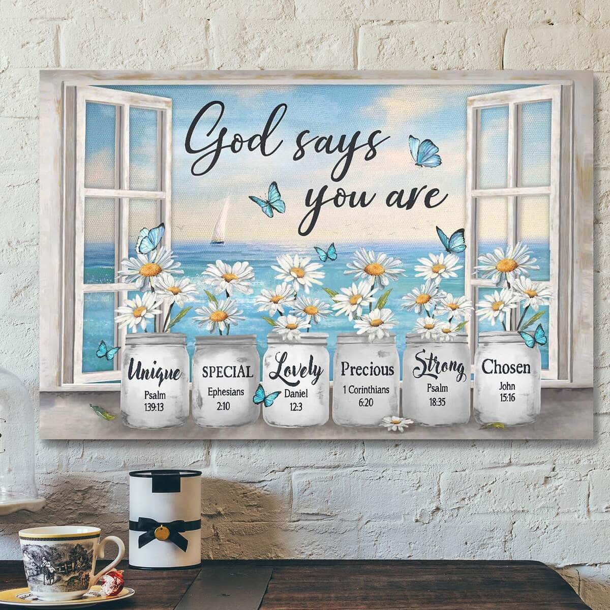 Bible Verse Daisy Flower By The Window God Says You Are Canvas Wall Art Bible Verse Daisy Flower By The Window God Says You Are Canvas Wall Art