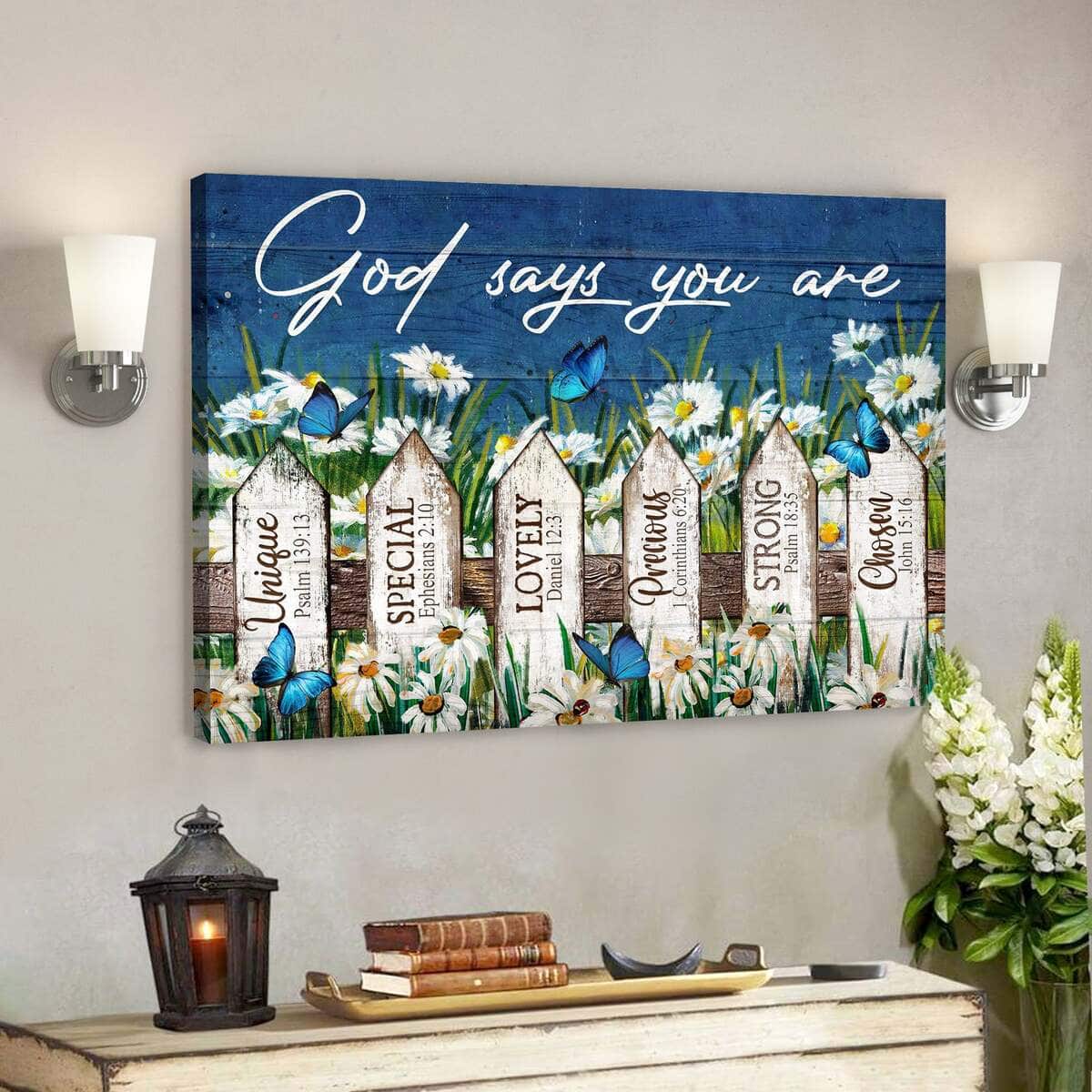 Beautiful Daisy Garden God Says You Are Bible Verse Scripture Canvas Wall Art Beautiful Daisy Garden God Says You Are Bible Verse Scripture Canvas Wall Art