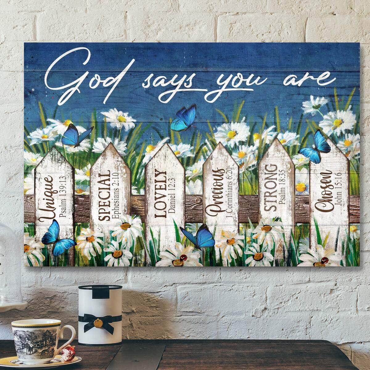 Beautiful Daisy Garden God Says You Are Bible Verse Scripture Canvas Wall Art Beautiful Daisy Garden God Says You Are Bible Verse Scripture Canvas Wall Art
