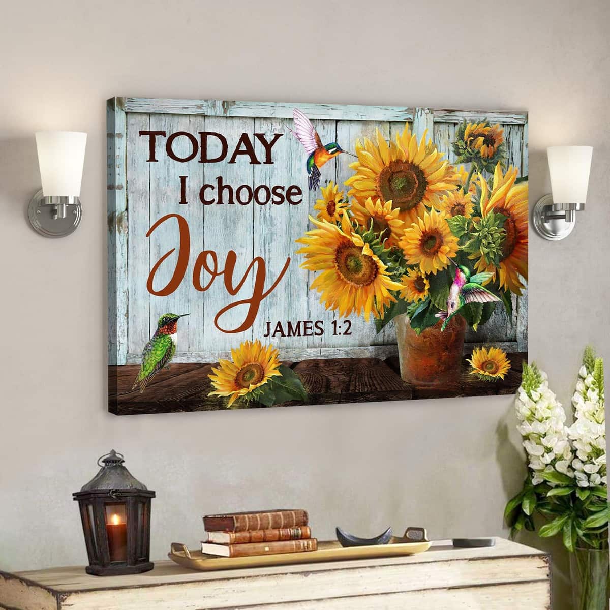 Bible Verse Sunflower Pot Today I Choose Joy Scripture Canvas Wall Art Bible Verse Sunflower Pot Today I Choose Joy Scripture Canvas Wall Art