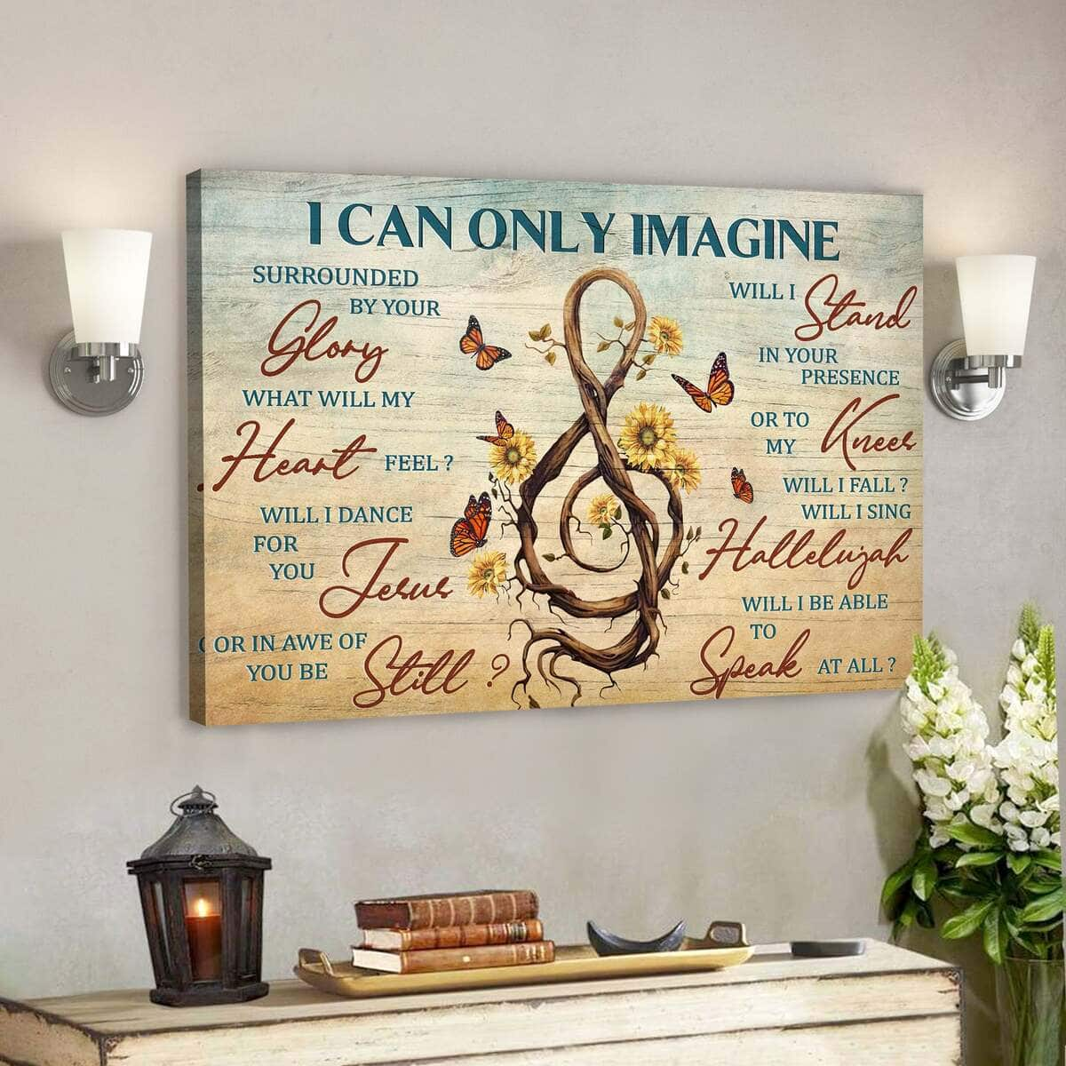 I Can Only Imagine Bible Verse Religious Faith Canvas Wall Art Gift