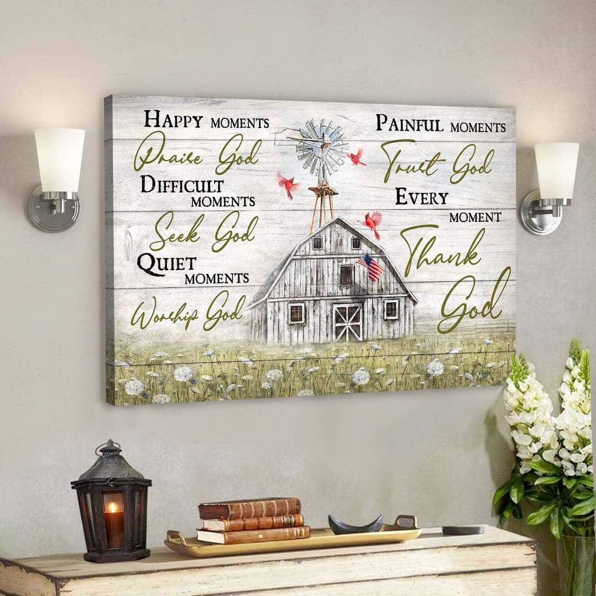 Jesus Life On Farm Every Moment Thank God Bible Verse Scripture Canvas Wall Art