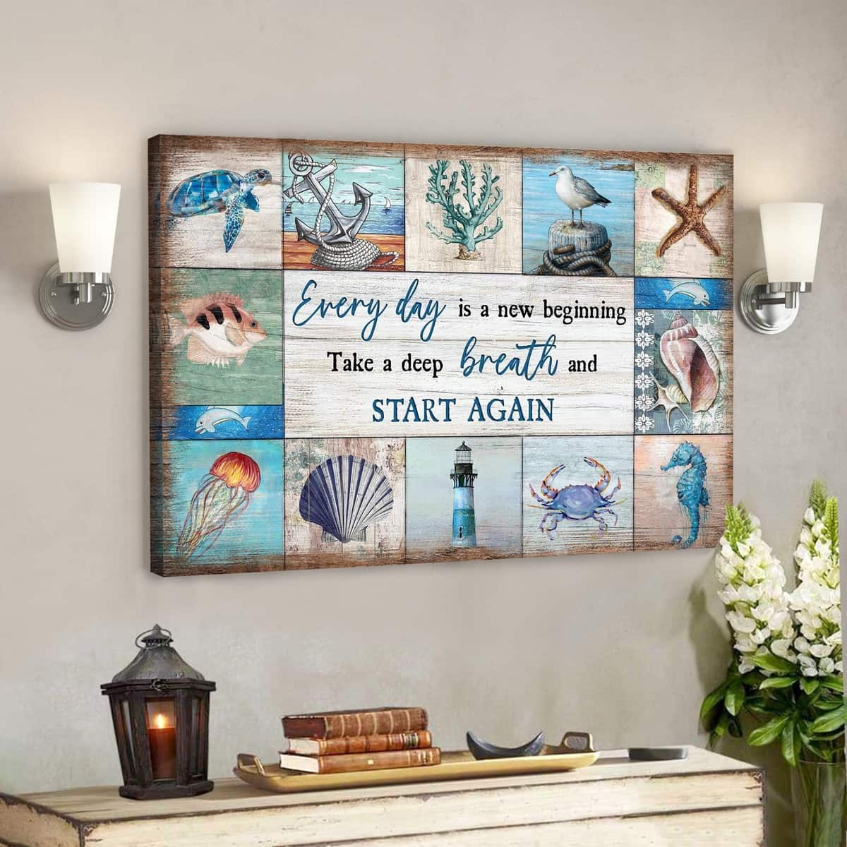 The Sea Everyday Is A New Beginning Bible Verse Scripture Canvas Wall Art The Sea Everyday Is A New Beginning Bible Verse Scripture Canvas Wall Art