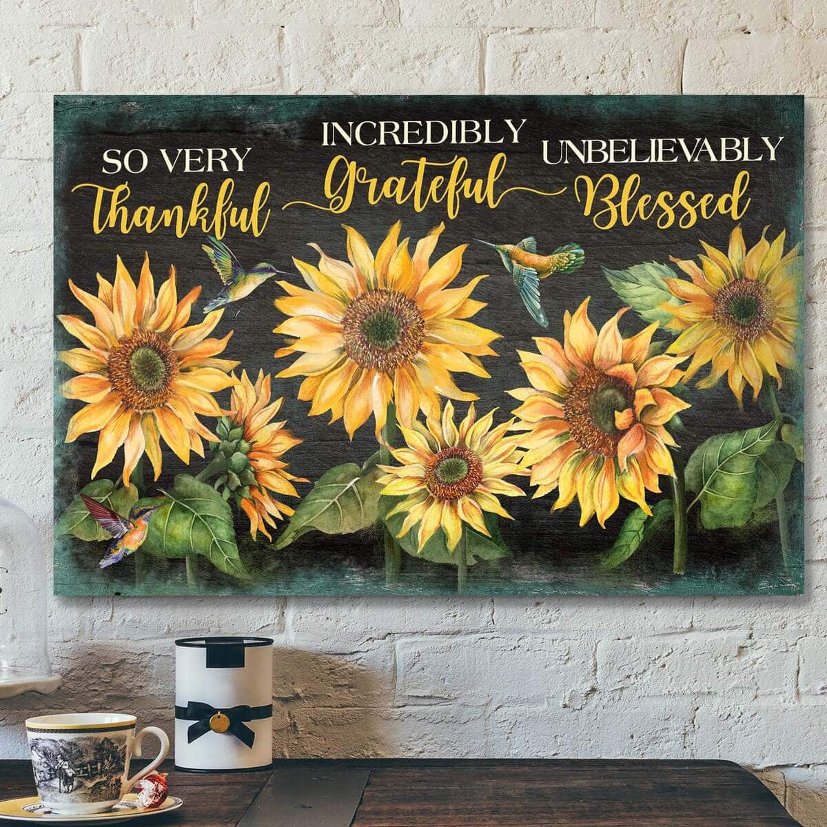 Sunflower Thankful Grateful Blesses Bible Verse Scripture Canvas Wall Art Sunflower Thankful Grateful Blesses Bible Verse Scripture Canvas Wall Art