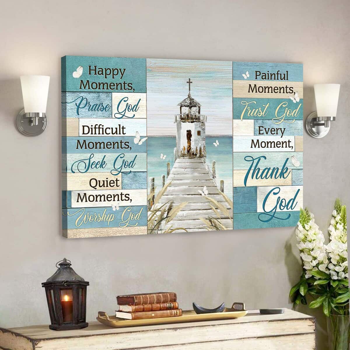 Church By The River Every Moment Thank God Bible Verse Scripture Canvas Wall Art