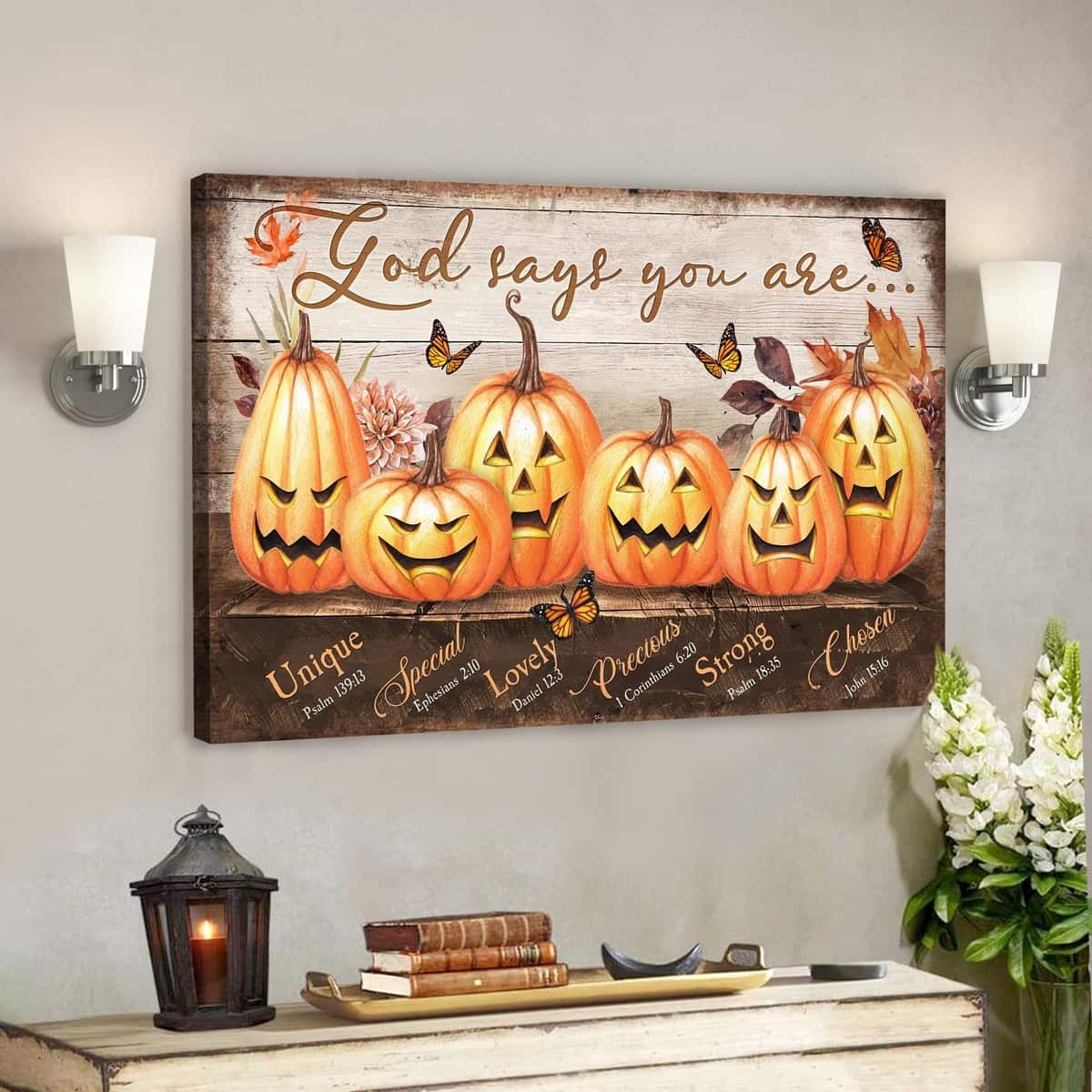 Pumpkin God Says You Are Bible Verse Scripture Canvas Wall Art