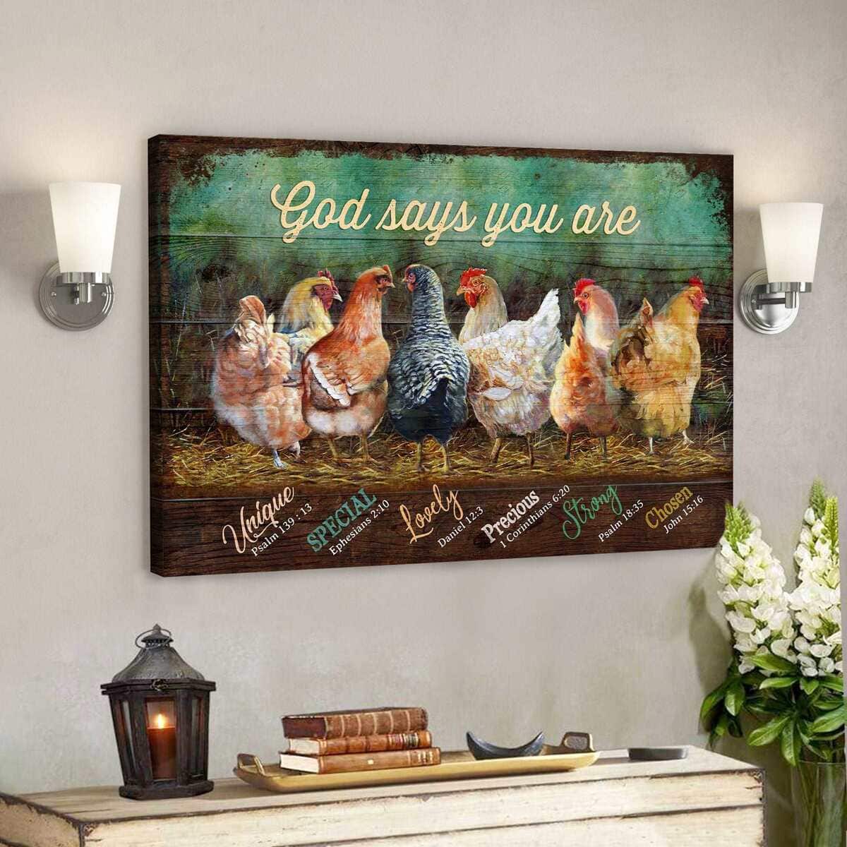 Awesome Chickens God Says You Are Bible Verse Scripture Canvas Wall Art Awesome Chickens God Says You Are Bible Verse Scripture Canvas Wall Art