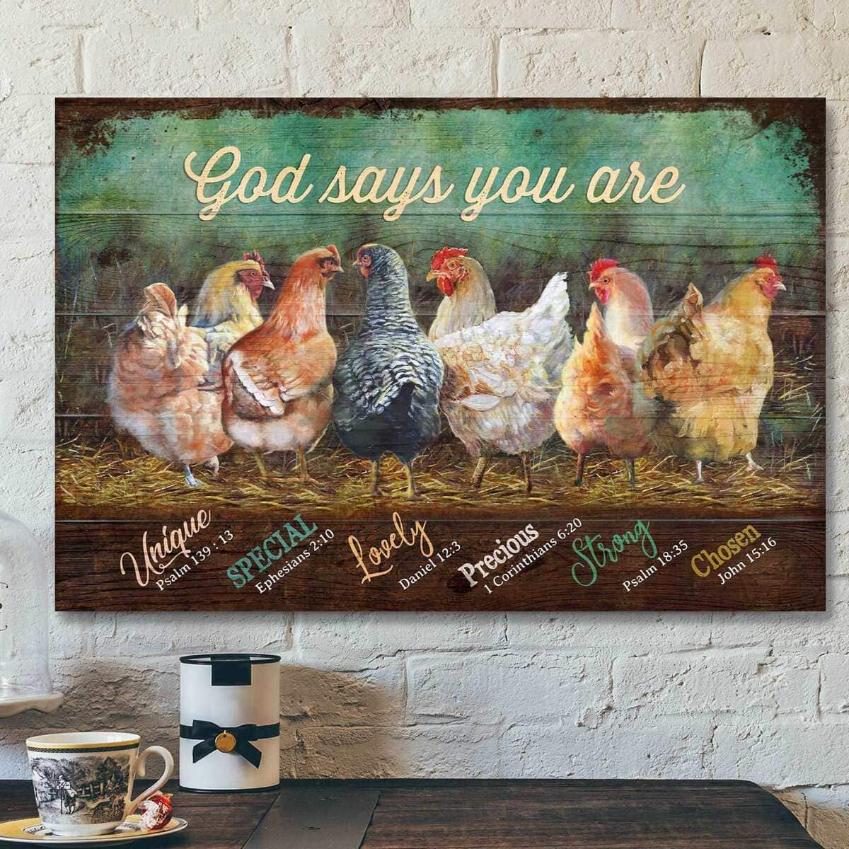 Awesome Chickens God Says You Are Bible Verse Scripture Canvas Wall Art Awesome Chickens God Says You Are Bible Verse Scripture Canvas Wall Art