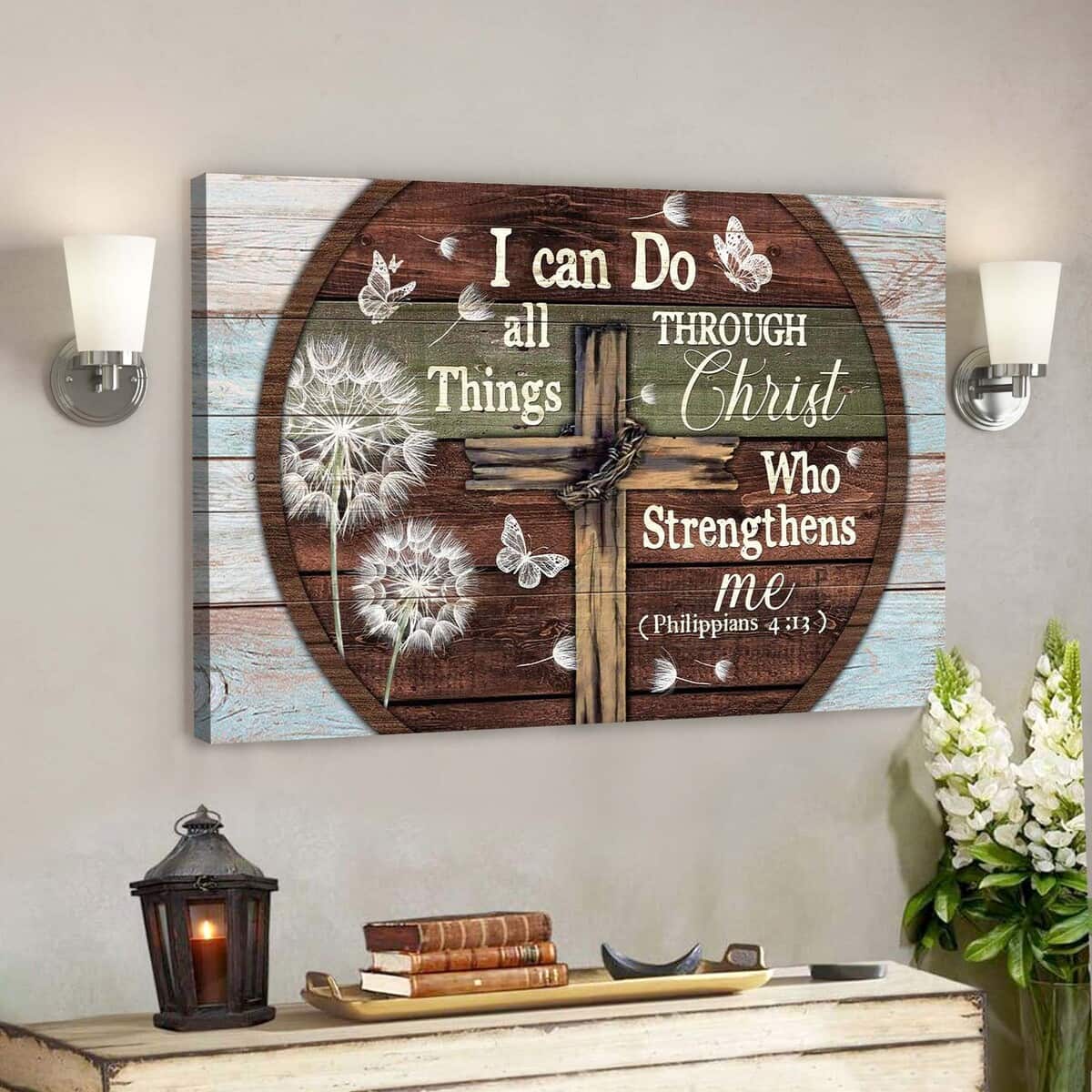 The Cross I Can Do All Things Through Christ Bible Verse Scripture Canvas Wall Art The Cross I Can Do All Things Through Christ Bible Verse Scripture Canvas Wall Art