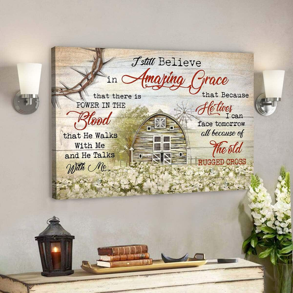 Because He Lives I Can Face Tomorrow Bible Verse Scripture Canvas Wall Art