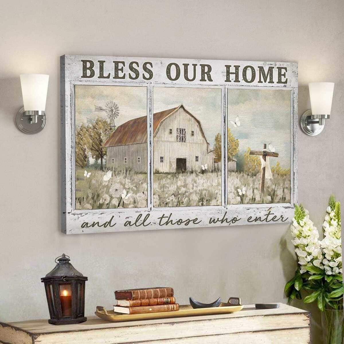 Amazing Farm Bless Our Home And All Those Who Enter Bible Verse Canvas Wall Art