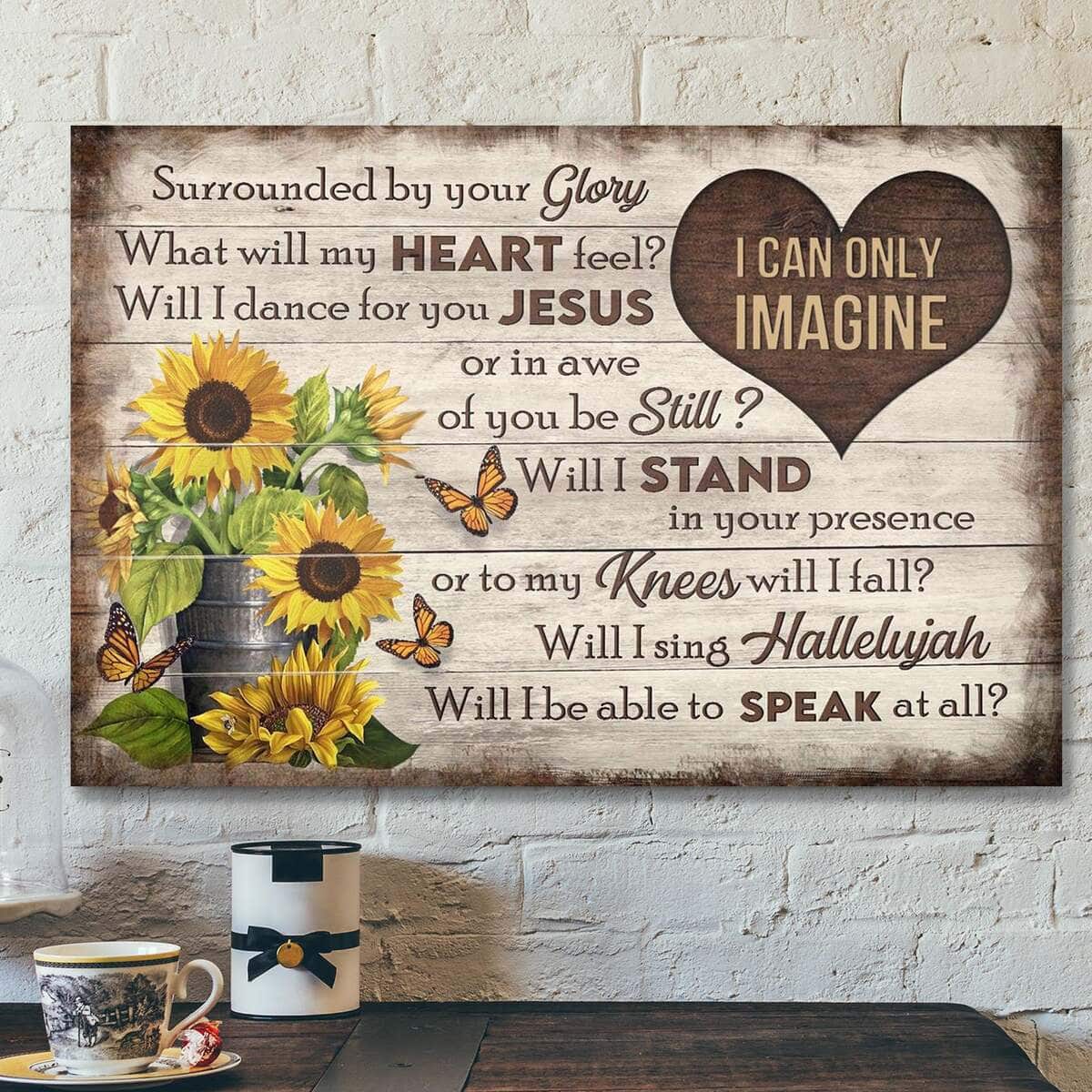 Butterfly And Sunflower I Can Only Imagine Bible Verse Canvas Wall Art