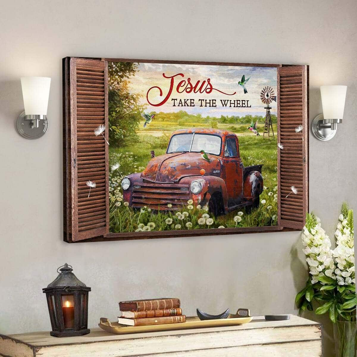 Jesus Take The Wheel Bible Verse Scripture Faith Canvas Wall Art