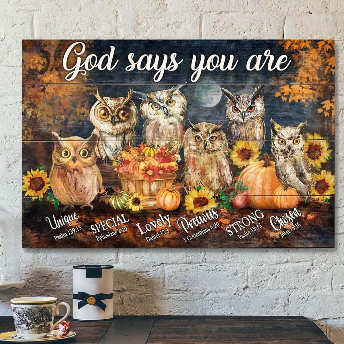 The Owls God Says You Are Bible Verse Scripture Canvas Wall Art The Owls God Says You Are Bible Verse Scripture Canvas Wall Art