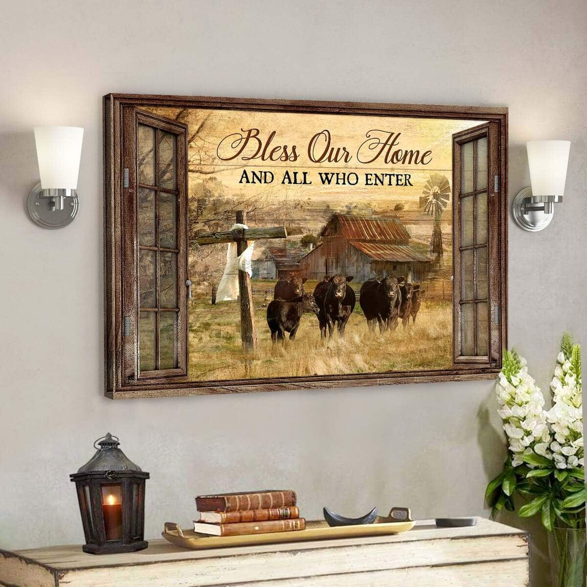 Window Barn And Tranquil Farm Bless On Home Who Are Enter Bible Verse Scripture Canvas Wall Art