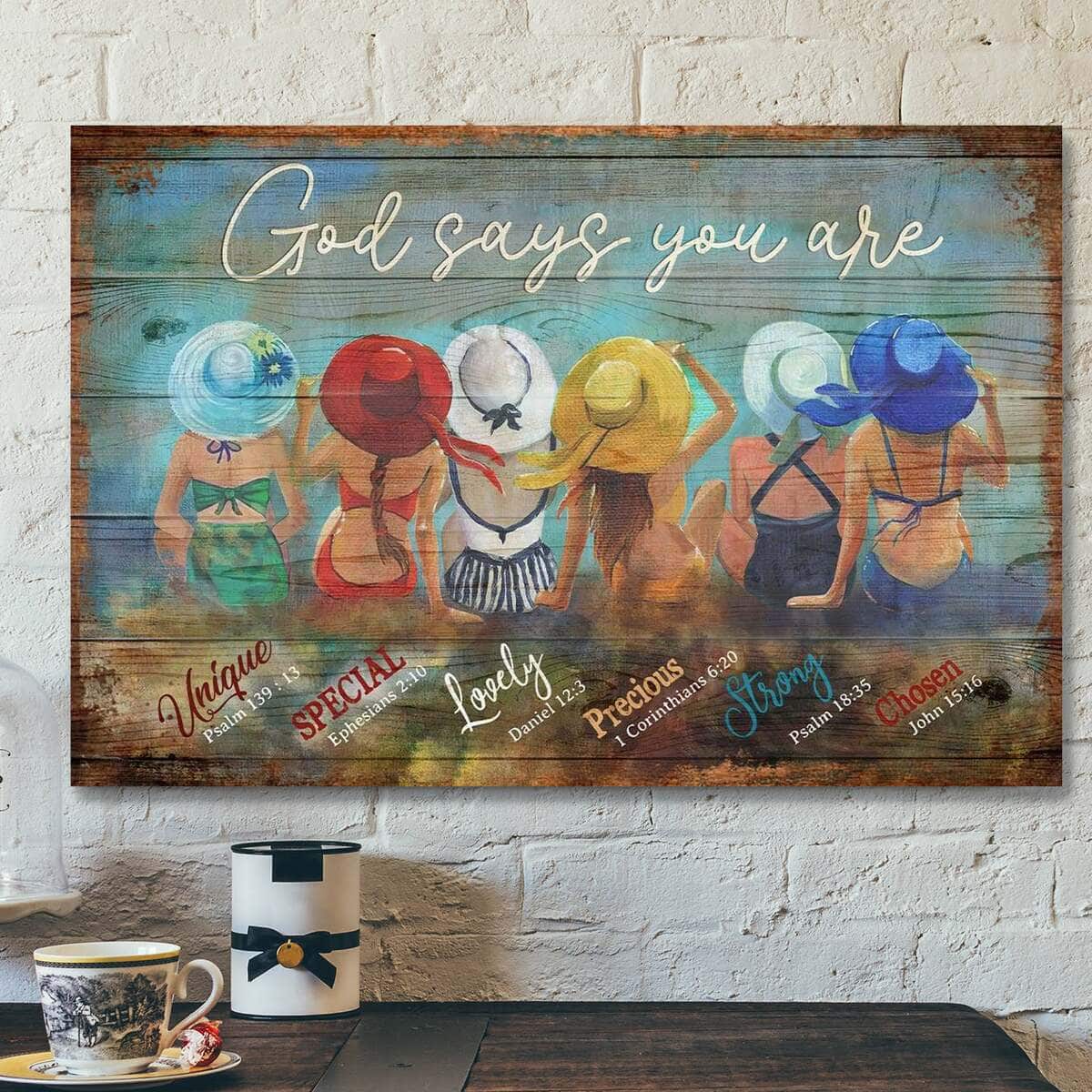 Colorful Girls God Says You Are Bible Verse Scripture Canvas Wall Art Colorful Girls God Says You Are Bible Verse Scripture Canvas Wall Art
