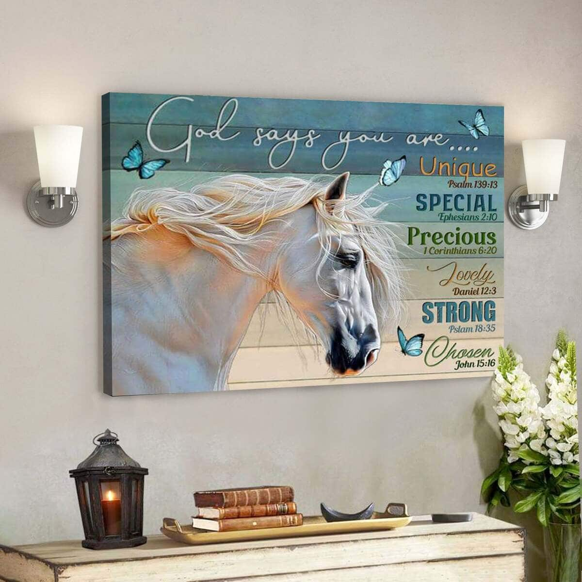 Beautiful Horse God Says You Are Bible Verse Scripture Canvas Wall Art