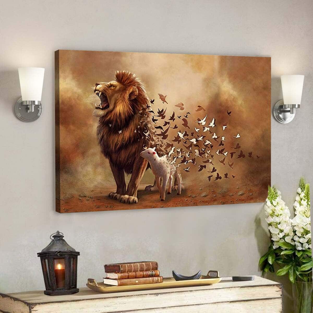 Jesus And Lion Bible Verse Scripture Canvas Wall Art - PODRoyal