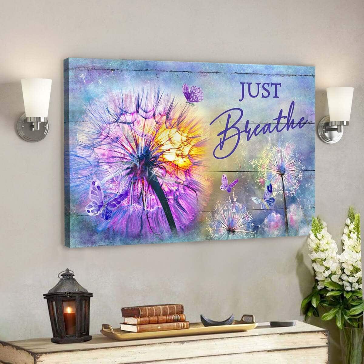 Hydrangea Just Breathe Bible Verse Scripture Canvas Wall Art Hydrangea Just Breathe Bible Verse Scripture Canvas Wall Art