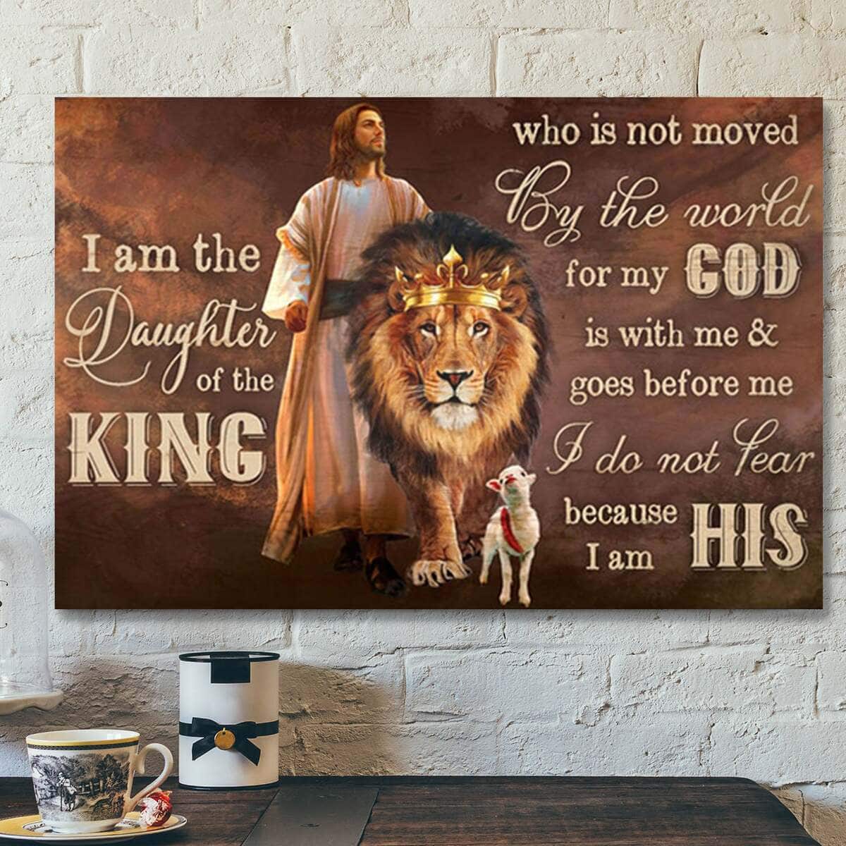 I Am The Daughter Of The King Lion God Bible Verse Jesus Scripture Canvas Wall Art