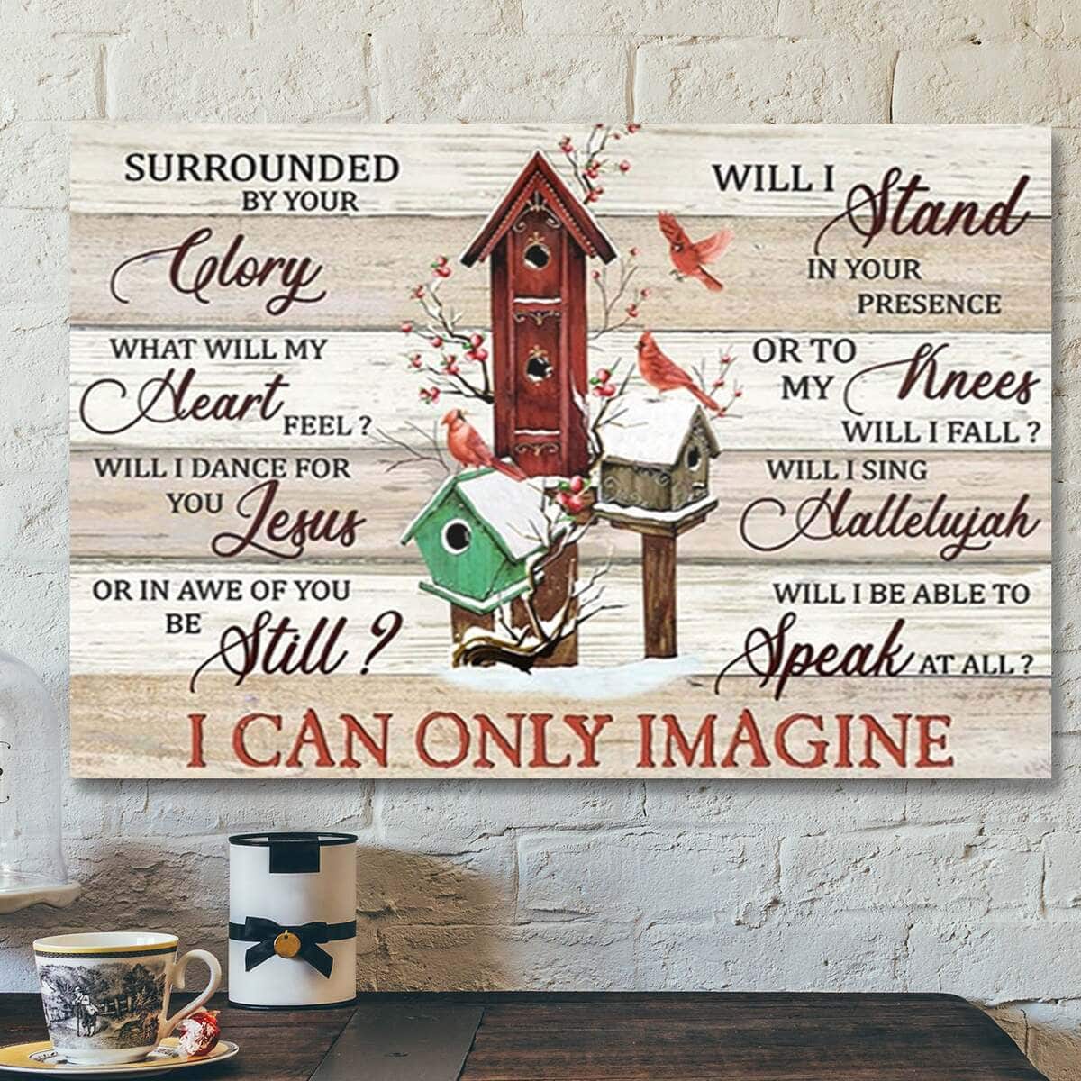 Cardinal I Can Only Imagine Frozen Cranberry Bible Verse Jesus Scripture Canvas Wall Art